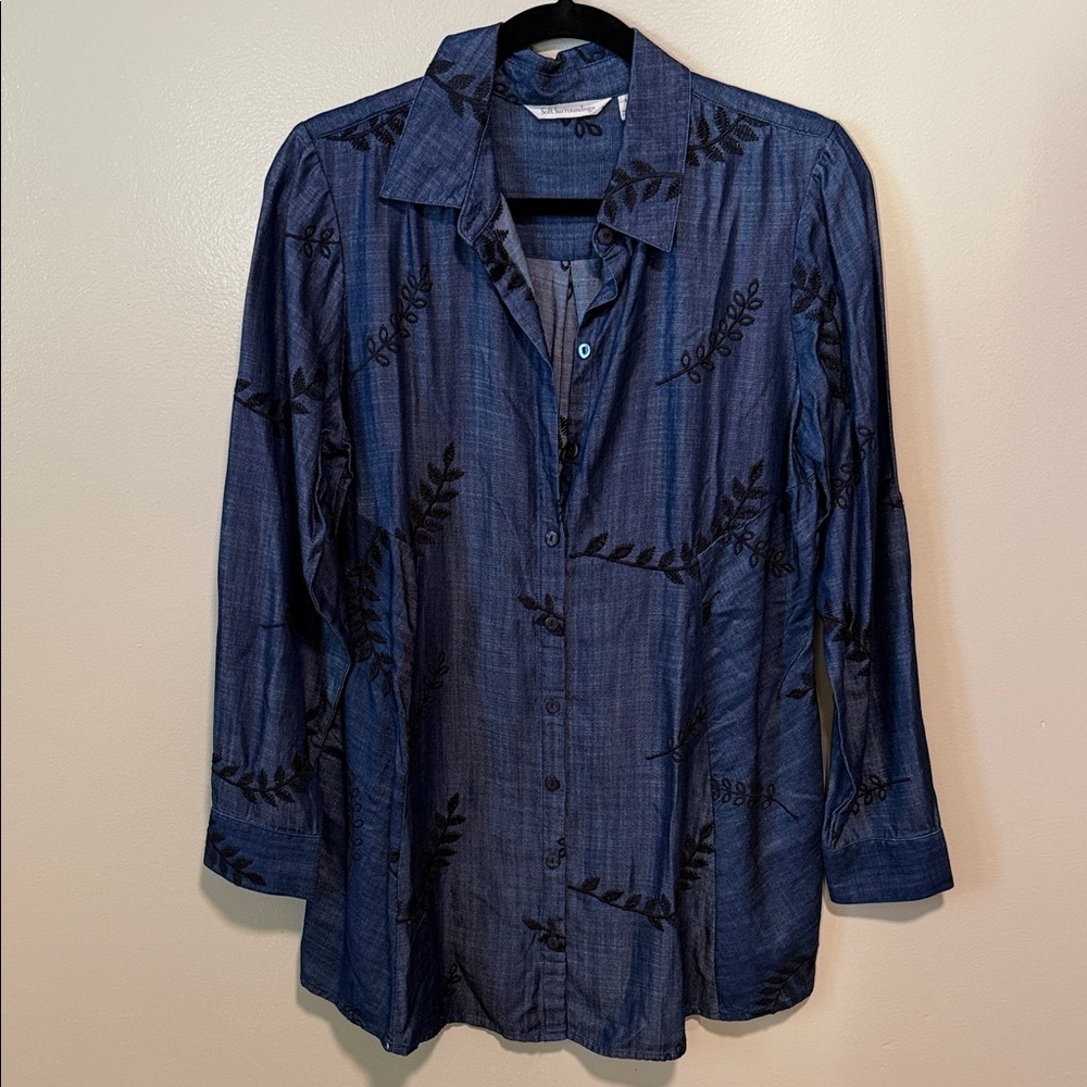 Soft Surroundings Chambray Blouse size Small